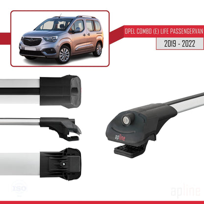 Compatible avec Opel Combo E Life 2019-2022 ACE-1 Barres de Toit Railing Porte-Bagages de Voiture Gris Aluminium 4 Barres