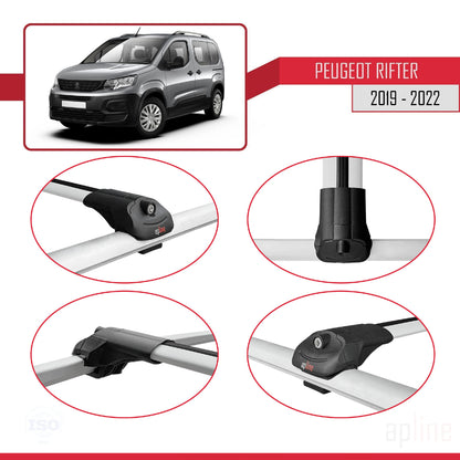 Compatible avec Peugeot Rifter 2019-2022 ACE-1 Barres de Toit Railing Porte-Bagages de Voiture Gris Aluminium 3 Barres