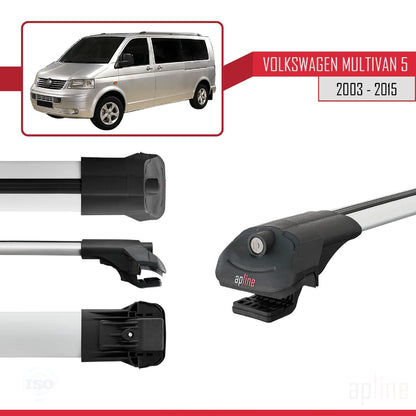 Compatible avec Volkswagen T5 Multivan 2003-2015 ACE-1 Barres de Toit Railing Porte-Bagages de Voiture Gris Aluminium 3 Barres