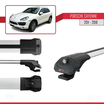 Compatible with Porsche Cayenne 2 (92A) 2011-2018 ACE-1 Car Roof Rack Cross Bar Grey Aluminium 3 Bars