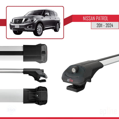 Compatible with Nissan Patrol 6 (Y62) 2011-2024 ACE-1 Car Roof Rack Cross Bar Grey Aluminium 3 Bars
