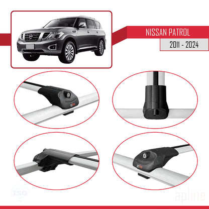 Compatible with Nissan Patrol 6 (Y62) 2011-2024 ACE-1 Car Roof Rack Cross Bar Grey Aluminium 3 Bars