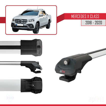 Compatible with Mercedes X Class (470) 2018-2020 ACE-1 Car Roof Rack Cross Bar Grey Aluminium 3 Bars