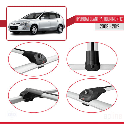 Compatible avec Hyundai Elantra Touring (FD) 2009-2012 ACE-1 Barres de Toit Railing Porte-Bagages de Voiture Gris Aluminium 3 Barres