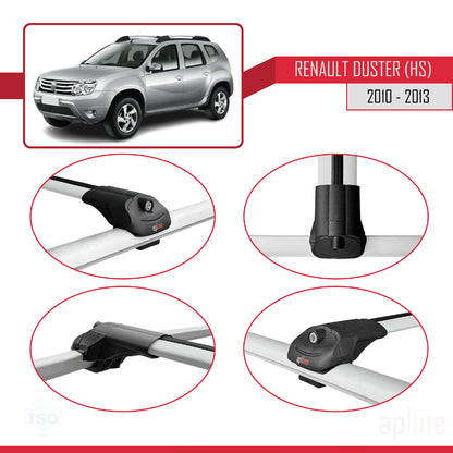 Compatible avec Renault Duster (HS) Pre-Facelift 2010-2013 ACE-1 Barres de Toit Railing Porte-Bagages de Voiture Gris Aluminium 3 Barres