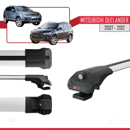 Compatible avec Mitsubishi Outlander 2 2007-2012 ACE-1 Barres de Toit Railing Porte-Bagages de Voiture Gris Aluminium 2 Barres