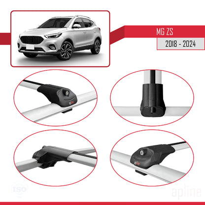 Compatible avec MG ZS 2018-2024 ACE-1 Barres de Toit Railing Porte-Bagages de Voiture Gris Aluminium 3 Barres