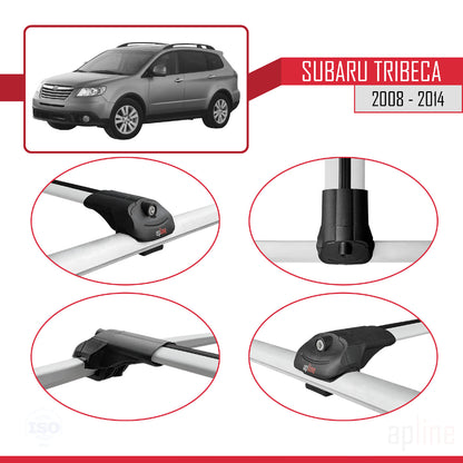 Compatible avec Subaru Tribeca 2008-2014 ACE-1 Barres de Toit Railing Porte-Bagages de Voiture Gris Aluminium 3 Barres