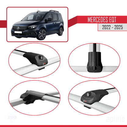 Compatible with Mercedes EQT / Citan W420 2022-2025 ACE-1 Car Roof Rack Cross Bar Grey Aluminium 2 Bars
