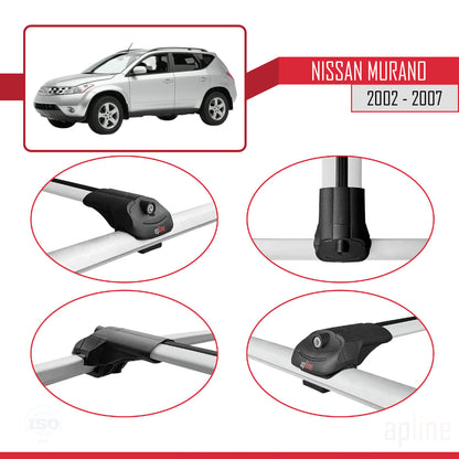 Compatible avec Nissan Murano 2002-2007 ACE-1 Barres de Toit Railing Porte-Bagages de Voiture Gris Aluminium 3 Barres