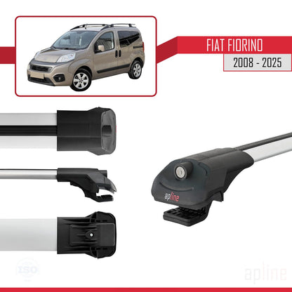 Compatible avec Fiat Fiorino (Modèle Tubulaire) 2008-2025 ACE-1 Barres de Toit Railing Porte-Bagages de Voiture Gris Aluminium 2 Barres