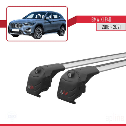 Compatible avec BMW X1 (F48) 2016-2022 ACE-2 Barres de Toit Railing Porte-Bagages de Voiture Gris Aluminium 2 Barres