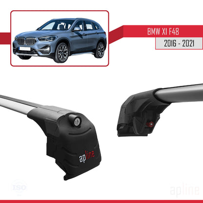Compatible avec BMW X1 (F48) 2016-2022 ACE-2 Barres de Toit Railing Porte-Bagages de Voiture Gris Aluminium 2 Barres