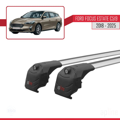 Compatible avec Ford Focus 4 (C519) Break 2019-2025 ACE-2 Barres de Toit Railing Porte-Bagages de Voiture Gris Aluminium 2 Barres