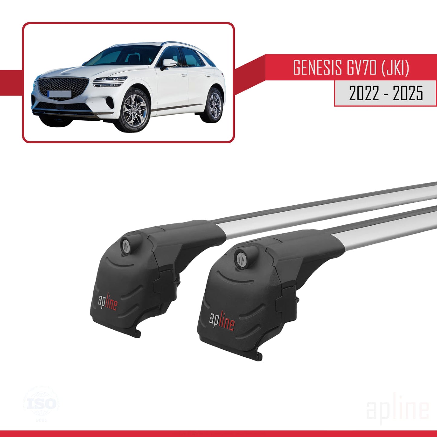 Compatible with Genesis GV70 (JK1) 2022-2025 ACE-2 Car Roof Rack Cross Bar Grey Aluminium 2 Bars