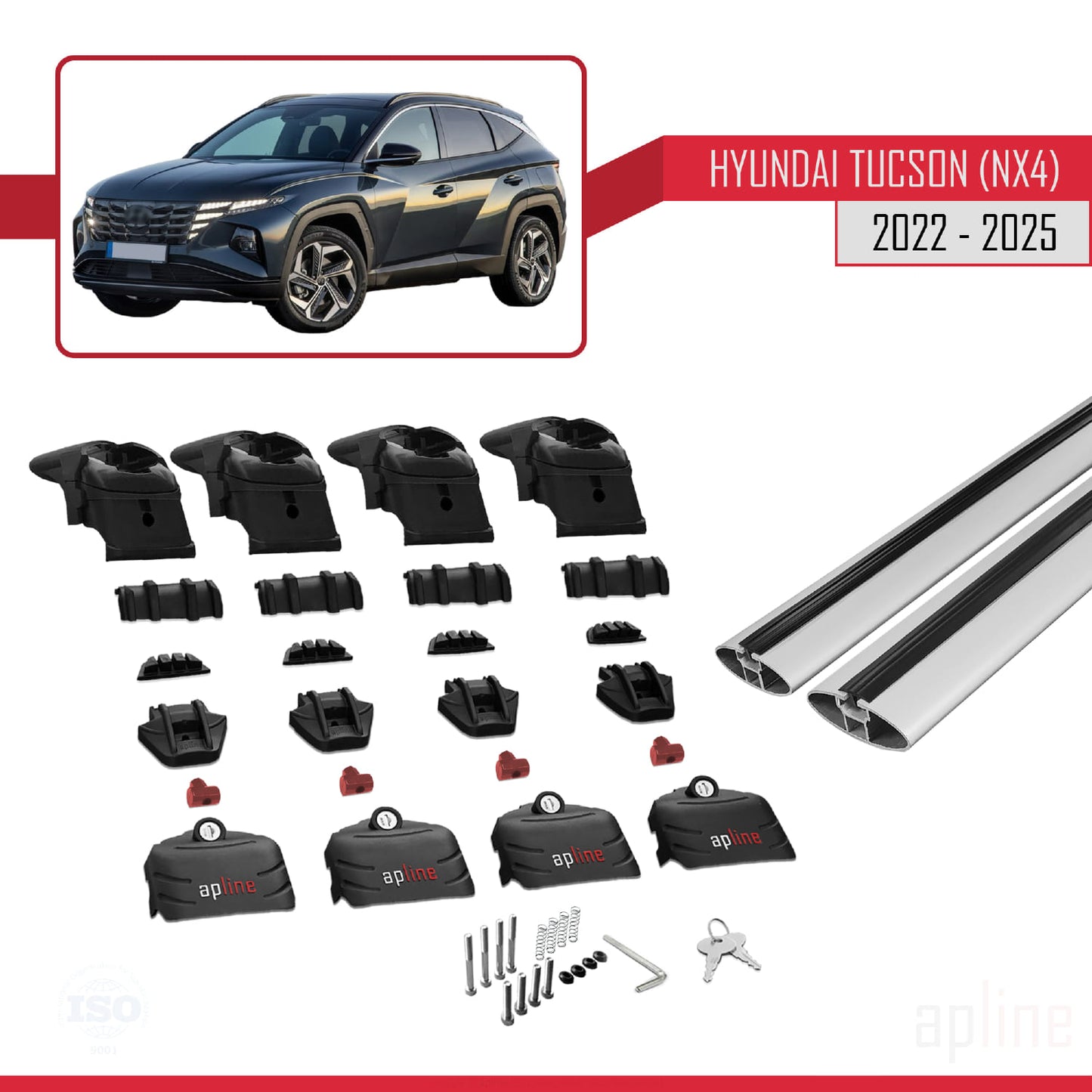 Compatible avec Hyundai Tucson 4 (NX4) 2022-2025 ACE-2 Barres de Toit Railing Porte-Bagages de Voiture Gris Aluminium 2 Barres