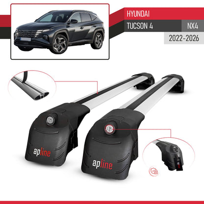 Compatible with Hyundai Tucson 4 (NX4) 2022-2025 ACE-2 Car Roof Rack Cross Bar Grey Aluminium 2 Bars