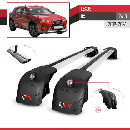 Compatible avec Lexus UX (ZA10) 2019-2026 ACE-2 modèle Barres de Toit Railing Porte-Bagages de Voiture Gris Aluminium Barres