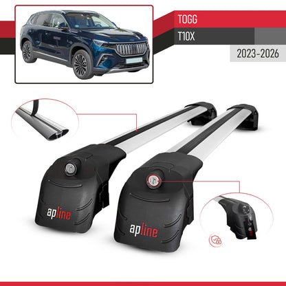Compatible with Togg T10X 2023-2025 ACE-2 Car Roof Rack Cross Bar Grey Aluminium 2 Bars