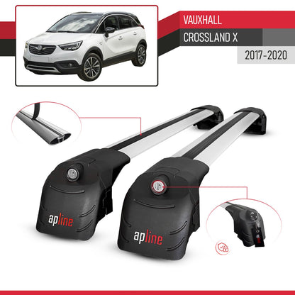 Compatible avec Vauxhall Crossland X 2017-2020 ACE-2 modèle Barres de Toit Railing Porte-Bagages de Voiture Gris Aluminium Barres