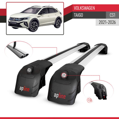 Compatible avec Volkswagen Taigo (CS1) 2021-2026 ACE-2 modèle Barres de Toit Railing Porte-Bagages de Voiture Gris Aluminium Barres