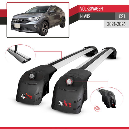 Compatible avec Volkswagen Nivus (CS1) 2021-2026 ACE-2 modèle Barres de Toit Railing Porte-Bagages de Voiture Gris Aluminium Barres