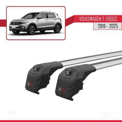 Compatible avec Volkswagen T-Cross (C11) 2019-2025 ACE-2 Barres de Toit Railing Porte-Bagages de Voiture Gris Aluminium 2 Barres