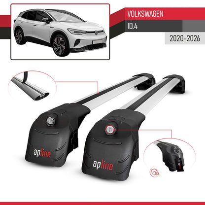 Compatible avec Volkswagen ID.4 2020-2026 ACE-2 modèle Barres de Toit Railing Porte-Bagages de Voiture Gris Aluminium Barres