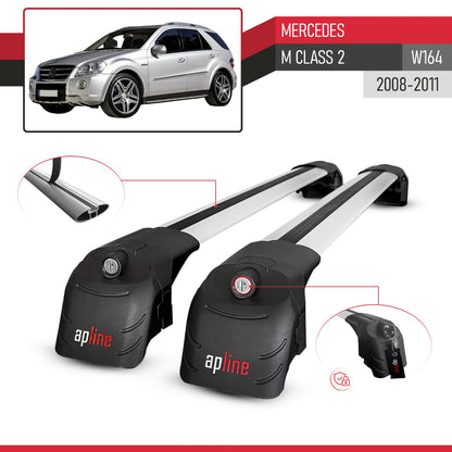 Compatible avec Mercedes M Class 2 (W164) Post-Facelift 2008-2011 ACE-2 modèle Barres de Toit Railing Porte-Bagages de Voiture Gris Aluminium Barres