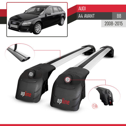 Compatible avec Audi A4 (B8) Avant 2008-2015 ACE-2 modèle Barres de Toit Railing Porte-Bagages de Voiture Gris Aluminium Barres