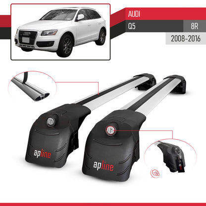 Compatible avec Audi Q5 (8R) 2008-2016 ACE-2 modèle Barres de Toit Railing Porte-Bagages de Voiture Gris Aluminium Barres