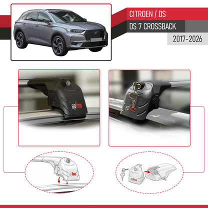 Compatible avec Citroen/DS 7 Crossback 2017-2026 ACE-2 modèle Barres de Toit Railing Porte-Bagages de Voiture Gris Aluminium Barres