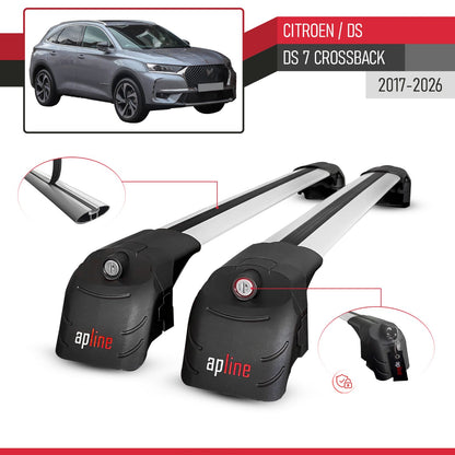 Compatible avec Citroen/DS 7 Crossback 2017-2026 ACE-2 modèle Barres de Toit Railing Porte-Bagages de Voiture Gris Aluminium Barres