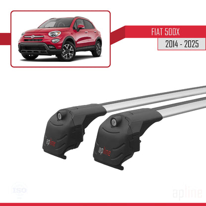 Compatible avec Fiat 500X 2014-2025 ACE-2 Barres de Toit Railing Porte-Bagages de Voiture Gris Aluminium 2 Barres