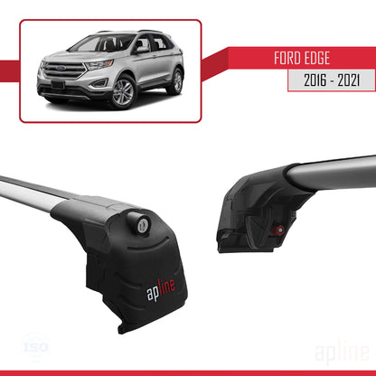 Compatible avec Ford Edge (CD539) 2016-2021 ACE-2 Barres de Toit Railing Porte-Bagages de Voiture Gris Aluminium 2 Barres