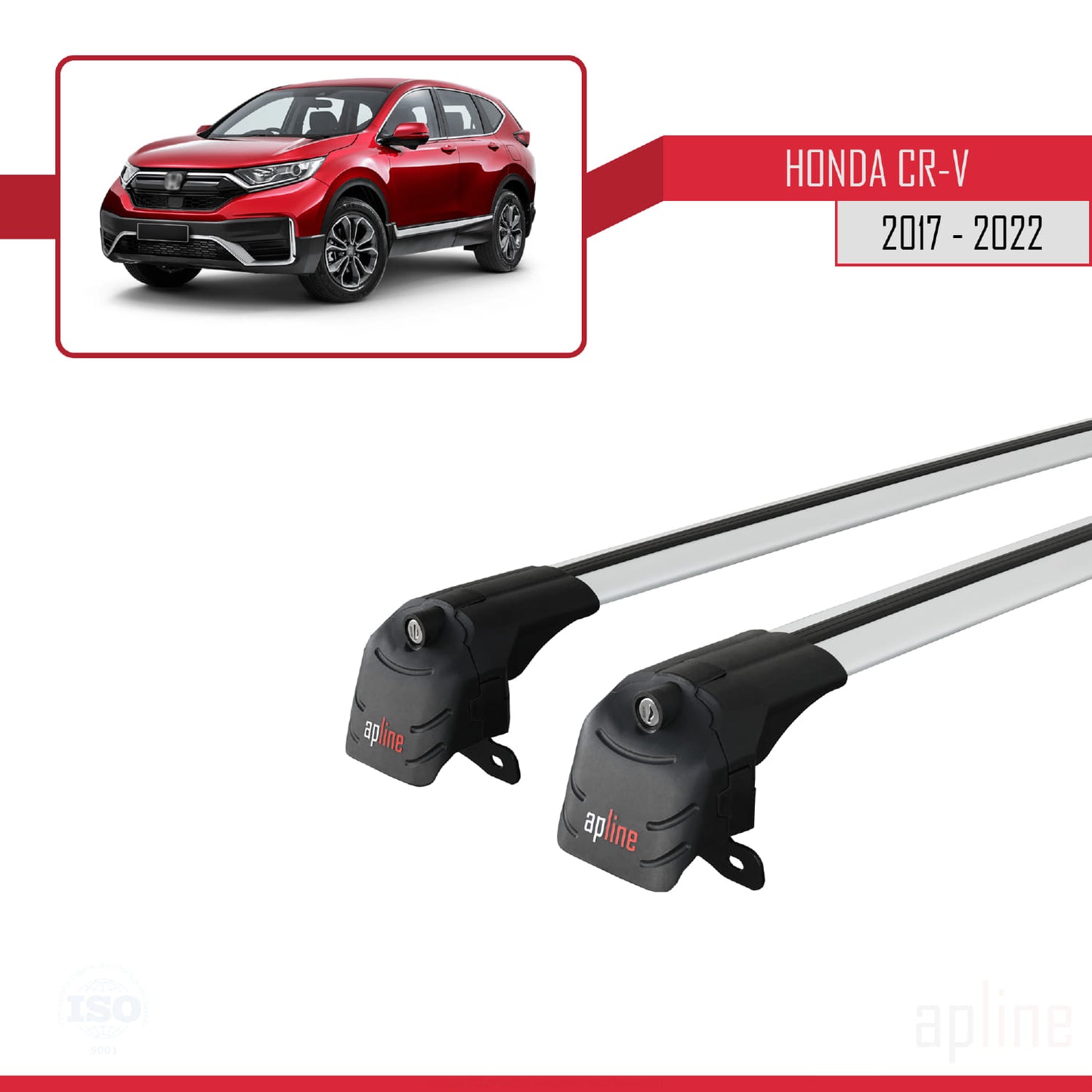 Compatible with Honda CR-V 5 2017-2022 ACE-2 Car Roof Rack Cross Bar Grey Aluminium 2 Bars