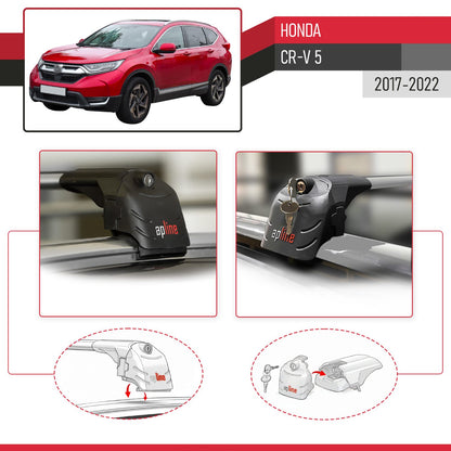 Compatible with Honda CR-V 5 2017-2022 ACE-2 Car Roof Rack Cross Bar Grey Aluminium 2 Bars