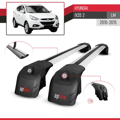 Compatible avec Hyundai ix35 2 (LM) 2010-2015 ACE-2 modèle Barres de Toit Railing Porte-Bagages de Voiture Gris Aluminium Barres