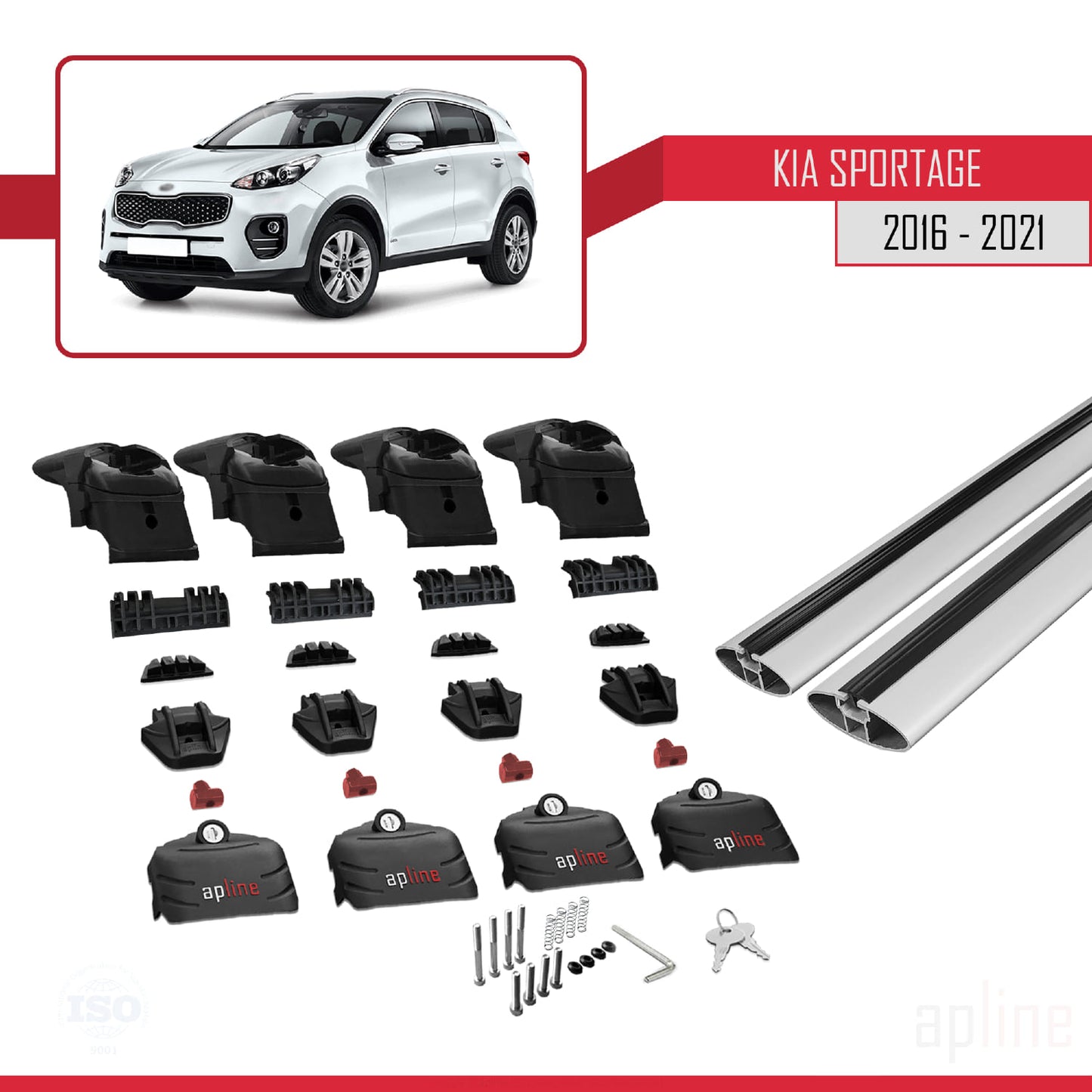 Compatible avec Kia Sportage 4 (QL) 2016-2021 ACE-2 Barres de Toit Railing Porte-Bagages de Voiture Gris Aluminium 2 Barres