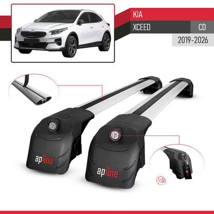 Compatible with Kia XCeed (CD) 2019-2025 ACE-2 Car Roof Rack Cross Bar Grey Aluminium 2 Bars
