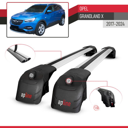 Compatible avec Opel Grandland X 2017-2024 ACE-2 modèle Barres de Toit Railing Porte-Bagages de Voiture Gris Aluminium Barres