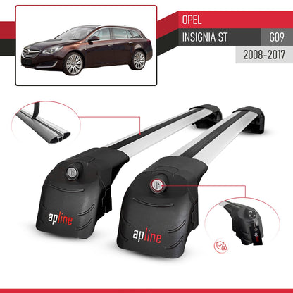Compatible avec Opel Insignia (G09) ST 2008-2017 ACE-2 modèle Barres de Toit Railing Porte-Bagages de Voiture Gris Aluminium Barres