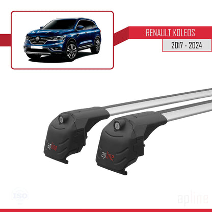Compatible avec Renault Koleos 2 (HC) 2017-2024 ACE-2 Barres de Toit Railing Porte-Bagages de Voiture Gris Aluminium 2 Barres