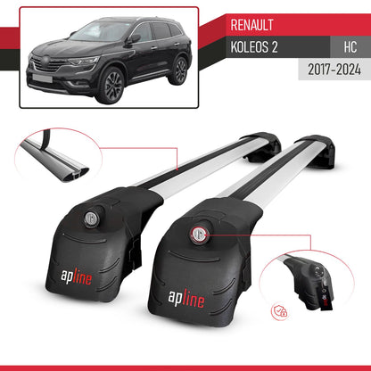 Compatible avec Renault Koleos 2 (HC) 2017-2024 ACE-2 modèle Barres de Toit Railing Porte-Bagages de Voiture Gris Aluminium Barres