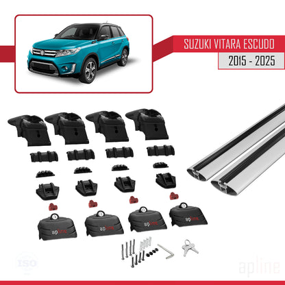 Compatible avec Suzuki Vitara/Escudo (LY) 2015-2025 ACE-2 Barres de Toit Railing Porte-Bagages de Voiture Gris Aluminium 2 Barres