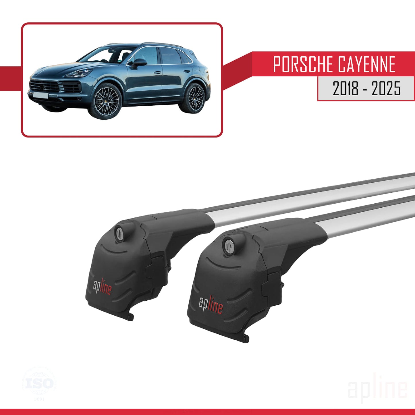 Compatible avec Porsche Cayenne 3 (9YA) 2018-2025 ACE-2 Barres de Toit Railing Porte-Bagages de Voiture Gris Aluminium 2 Barres