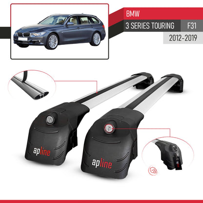 Compatible with BMW 3 Series (F31) Touring 2012-2019 ACE-2 Car Roof Rack Cross Bar Grey Aluminium 2 Bars