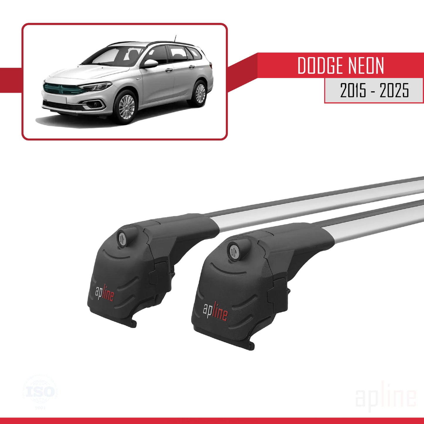 Compatible avec Dodge Neon 2015-2025 ACE-2 Barres de Toit Railing Porte-Bagages de Voiture Gris Aluminium 2 Barres