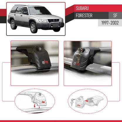 Compatible avec Subaru Forester (SF) 1997-2002 ACE-2 modèle Barres de Toit Railing Porte-Bagages de Voiture Gris Aluminium Barres