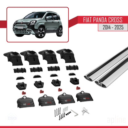 Compatible avec Fiat Panda Cross 2014-2025 ACE-2 Barres de Toit Railing Porte-Bagages de Voiture Gris Aluminium 2 Barres